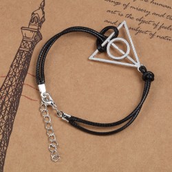 HARRY POTTER Bracelet cordon cuir noir relique de la mort