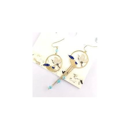 Boucles d'oreilles asymétrique grue japonaise