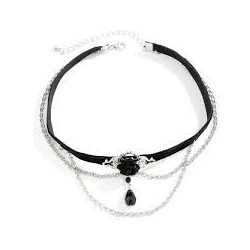 Choker noir velour et argenté