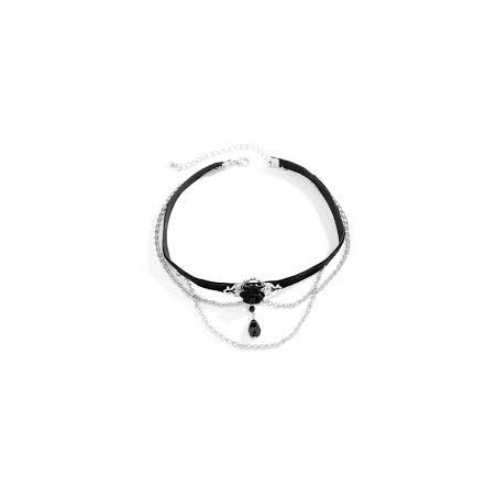 Choker noir velour et argenté