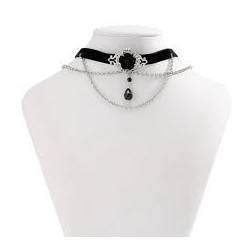 Choker noir velour et argenté