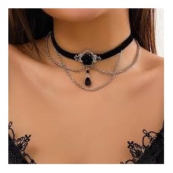 Choker noir velour et argenté