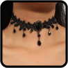 Choker noir dentelle et perle