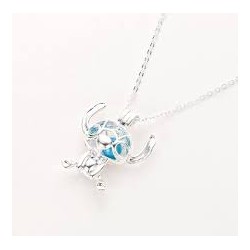 STITCH Collier cage perle bleu