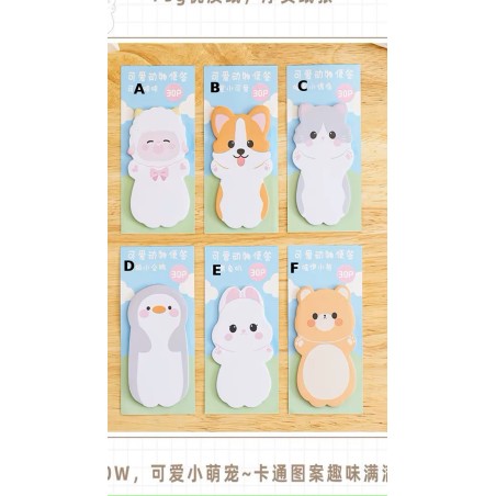 KAWAII Post it  Animaux 30 feuilles